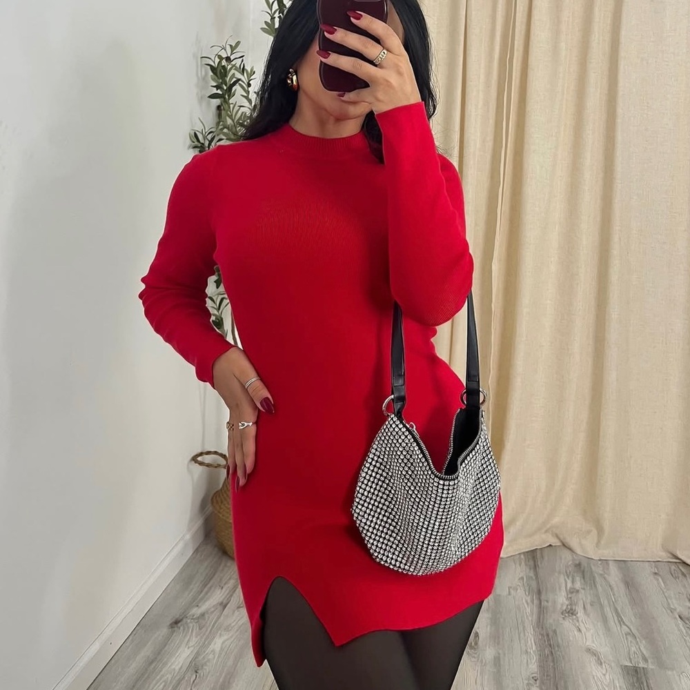Chic Red Sweater Dress